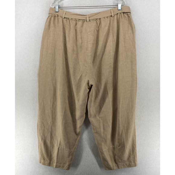 EILEEN FISHER Pants XL Tencel Linen Lantern Ankle Belted Twill Beige NEW - Picture 3 of 15